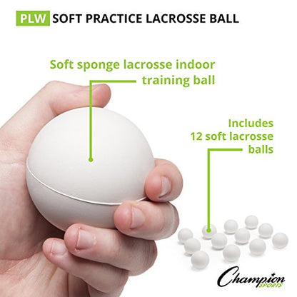 Champion Sports Practice Sponge Lacrosse Balls: Soft Touch for Professional, College & Grade School Indoor Training & Practice - style: White (12-Pack) -Indoor Practice Lacrosse Balls