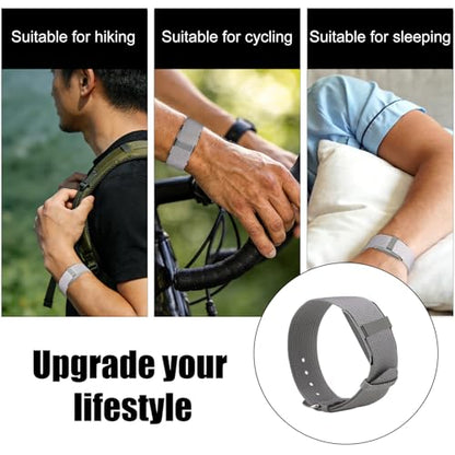 Replacement Nylon Loop for Hume Band, Soft Breathable Woven Wristband with Adjustable Metal Buckle for Hume Health Band Fitness Tracker All-Day Comfort Wear - color: grey