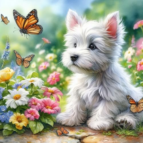 WSLWXSHM Diamond Art Painting Kits for Adults Dog, Animal Round Full Drill Diamond Art Kits, 5D DIY Paint with Diamonds Crafts for Home Wall Decoration Gifts 12×12Inch - color: Dog I
