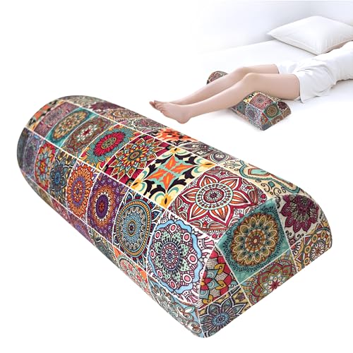 Knee Pillow for Back Sleeping – Half Moon Bolster Pillow for Under Knee While Sleeping Support, Leg & Back Pain Relief (21.5x9x5 Inches) - color: Beige