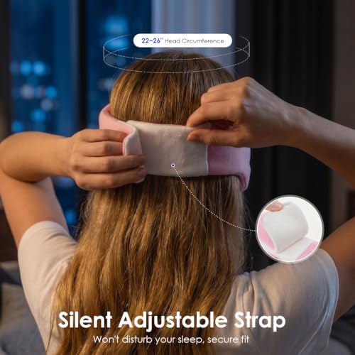 MORLIDEN Sleep Mask for Women Men, Light Blocking Eye Mask, Pink - color: Blush Pink Combed Cotton
