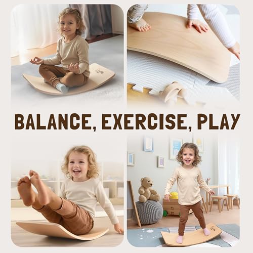 NUTTY TOYS Montessori Wooden Wobble Board for Kids & Adults -100% Natural Wood Balance Board, Waldorf Toddler Balancing Toy, Unique Boy Girl Open Ended Toy Best Valentines Day & Easter Gifts Idea 2026 - size: Mini