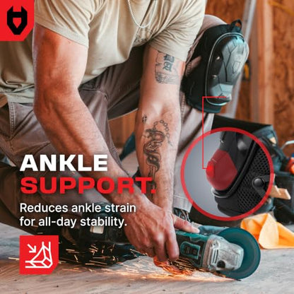 NoCry Professional Construction Knee Pads for Men and Women with Non-Slip Heavy Duty Cap and Ankle Support — Thick Foam and Gel Cushioning — Reinforced, Adjustable Straps and Military Grade Rivets - style: Improved