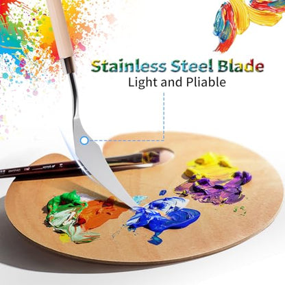 4 Pcs Palette Knife, #4 Pointed Head Spatula, Basswood Handle | Stainless Steel Painting Knife, Oil Paint Metal Knives, Pallet Painting Knives for Oil, Acrylic and Canvas Drawing