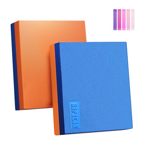 HAPBEAR Exercise Balance Pad - 15"x12" Non-Slip Textured Bottom Stability Training Mat - 2.25" Thick Soft Cushioned Foam for Physical Therapy, Core Training & Home Workouts - color: Blue/Orange-2PC