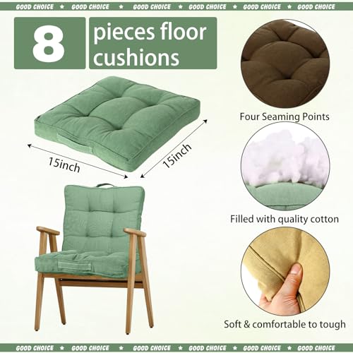 Gerrii 8 Pieces Floor Cushions for Kids Classroom Flexible Floor Seating Cushions Floor Pillows for Home School Kindergarten Daycare Nursery(Dark Color,Square) - color: Dark Color, style: Square