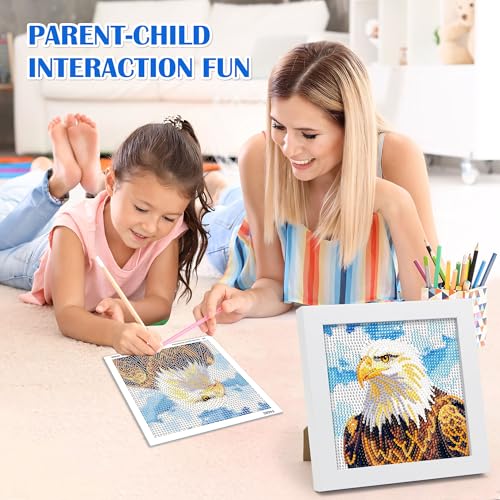 Leixonl Diamond Art Kits for Kids with Framed (7 in) Cartoon Animals DIY Gem Art Painting - Arts & Crafts Gifts for Beginners & Teens (1p-6 in-Eagle) - color: 1p-6 in-eagle
