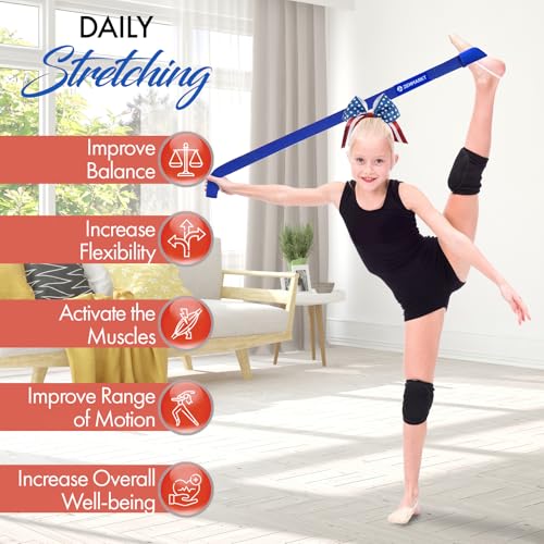 Cheer Stretching Strap for Flexibility Training and Stunt Practice | Durable Stretch Band to Improve Flexibility and Range of Motion, Essential Accessory for Cheerleaders - color: Navy