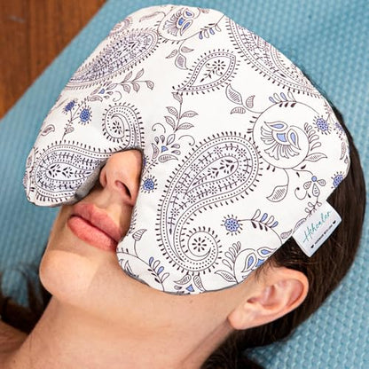Weighted Sinus Mask, Warm Cold Compress Eye Mask for Dry Eyes, Migraine, Sinus Pressure Relief, Stress, Eye Pillow Microwavable Face Heating Pad for Puffy Eyes, Self-Care Gifts for Women (8x7 Inch) - style: Face Pad-1