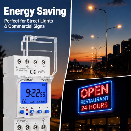 DC/AC 12V Power 2 Channels Big LCD Display Programmable Timer, Time Switch Dual-Relay, 16A with Blue Backlight - size: Input 12VDC