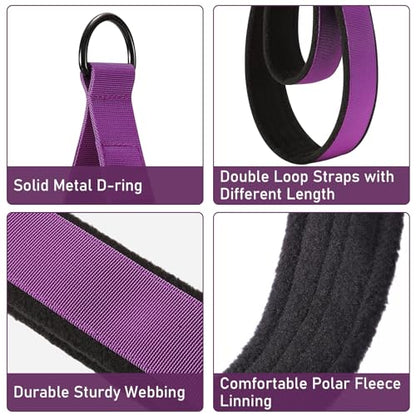 TOBWOLF 2PCS Pilates Straps for Reformer, Double Loop D Ring Foot Hand - color: Purple