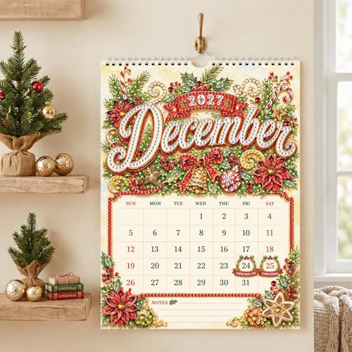 2027 Diamond Art Wall Calendar for Adults Beginners 12 Monthly Holiday Themes 9.9" x 6.7" Hanging Loop DIY Craft Wall Calendars with Notes Section for Home Office Planning-Holiday - color: Holiday