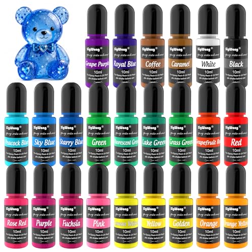 Epoxy Resin Pigment - 24 Color Liquid Colorant, Highly Concentrated Dye for DIY Jewelry Making, Paint, Craft - 0.35oz/10ml Each - color: 24 Colors-10ml