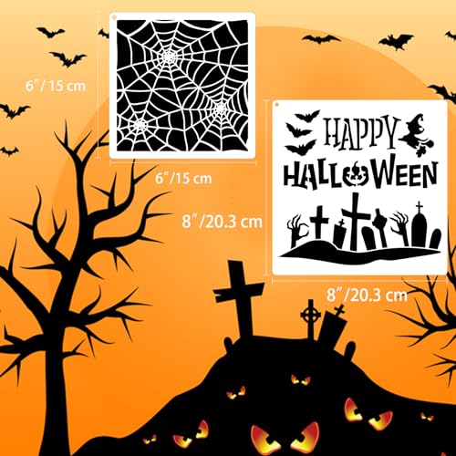 Halloween Stencils for Painting on Wood, Walls, Canvas - Reusable Crafts Templates With Bats, Spider Web, Ghost, Scarecrow, Hocus Pocus Designs for Decorations - color: Halloween Stencils-B