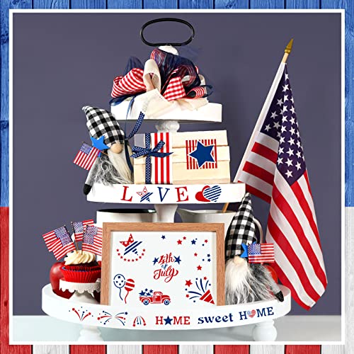Augshy 56 Pack 4th of July Patriotic Stencils for Americana Painting Crafts | Plastic, Reusable Patriotic Face Paint Rock Drawing Scrapbooking, Wall Floor Decor Art, 3 Inch - style: Patriotic