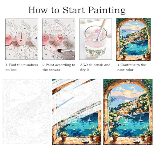 ZRIZQ Landscape Paint by Numbers Kit for Adults Beginner,Scenery,16x20 | Full set with wooden brushes,rolled canvas,rich paints.Calming activity.Beginner friendly.Just open and paint. - color: 16"X20"Rolled Canvas(Frameless)-Landscape 13