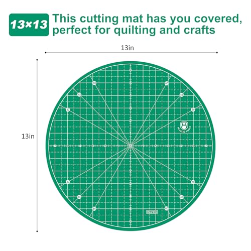 13"x13" Round Rotating Cutting Mat, Self Healing Mat with 360-Degree Rotation & Anti-Slip Base, Sewing Board Cutting Mat Perfect for Fabric Quilting Leather Hobby Project, Green - color: Green, size: 13"L x 13"W