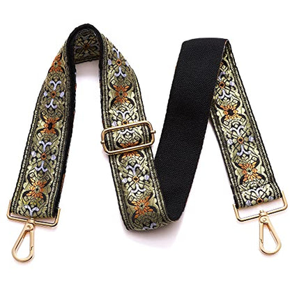 S-Jacorry Purse Strap Replacement Crossbody Wide Shoulder Strap Adjustable Canvas Straps Handbag Strap Replacement Belts - color: Gold Buckel-931