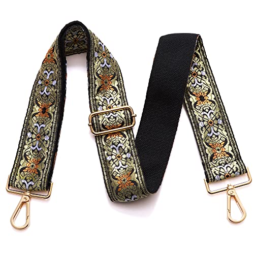 S-Jacorry Purse Strap Replacement Crossbody Wide Shoulder Strap Adjustable Canvas Straps Handbag Strap Replacement Belts - color: Gold Buckel-931