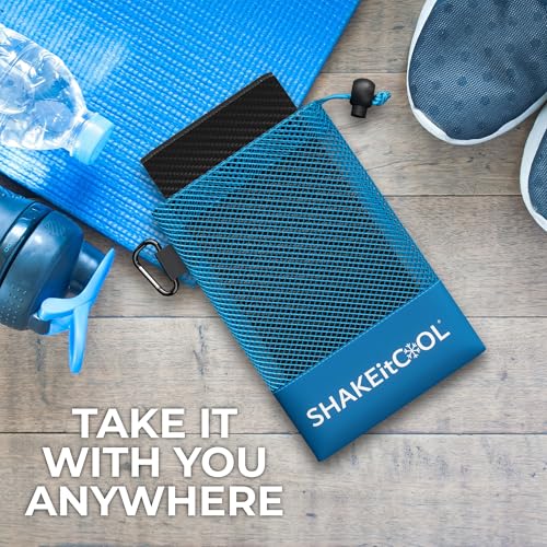 SHAKEitCOOL Extended Size Cooling Towel – Be Cool in Style - Heat Relief, Soft, Lightweight, Sun Protection, Easy Clean - Perfect for Biking, Hiking, Running, Yoga, Golf, Gardening - Carbon Fiber M - color: Carbon Fiber