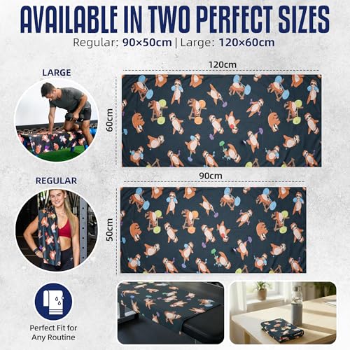 CHEEKY WINX Microfiber Gym Towel – Highly Absorbent Microfiber Sweat Towel, Quick-Dry Lightweight Design, Odour-Resistant Fabric, Matching Carry Bag, Sloth, Large (120 x 60 cm) - color: Sloth, size: Large
