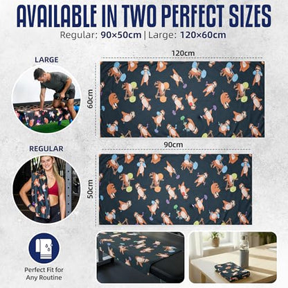 CHEEKY WINX Microfiber Gym Towel – Highly Absorbent Microfiber Sweat Towel, Quick-Dry Lightweight Design, Odour-Resistant Fabric, Matching Carry Bag, Sloth, Large (120 x 60 cm) - color: Sloth, size: Large