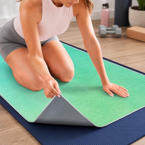 Yoga Mat Towel Non Slip Ultra-Absorbent Hot Yoga Towel, Super Stylish Printed Sweat Hot Yoga Towel, Ideal for Home, Workouts, Pilates, Yoga, 72 x 27in, Green & Yellow - color: Green & Yellow