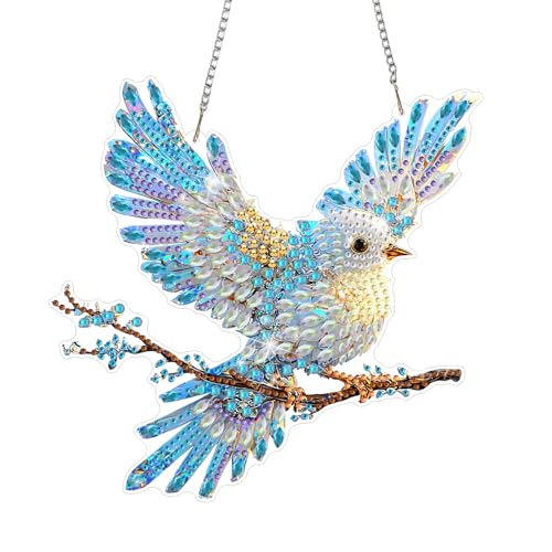 MAXBYE Bird Diamond Art Painting Kits for Adults Beginners Hanging Pendent, DIY 5D Special Shaped Crystal Diamond Painting Kits Ornament for Gift Home Wall Door Decor 8×8 Inch - color: 21-Suncatcher