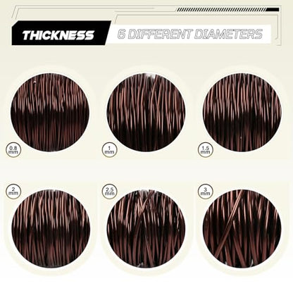 Aluminum Craft Wire,8 Gauge (3mm) Dark Brown Bendable Wire,32 Feet Continuous Roll for Jewelry Making,Sculpting,Floral & Armature Projects - size: 8 Gauge 32FT, style: Dark Brown