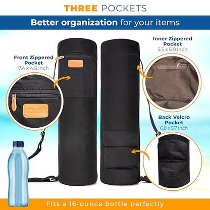 UDANA Canvas Yoga Mat Bag for Women & Men, Full-Zip Carrier with 3 Pockets & Adjustable Strap, Stylish Gym & Pilates Bag – Available in Multiple Sizes