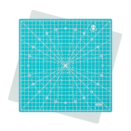Headley Tools 12"x12" Rotating Cutting Mat, Self Healing Mat with 360-Degree Rotation & Anti-Slip Base, Sewing Board Cutting Mat Perfect for Fabric Quilting Leather Hobby Project, Light Blue - color: LIight blue, size: 12"L x 12"W