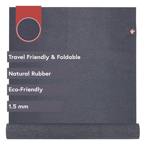 Manduka eKO SuperLite Yoga Mat - 1.5mm Natural Rubber | Foldable & Travel Friendly | Soft Textured Surface | Eco-friendly - color: Charcoal