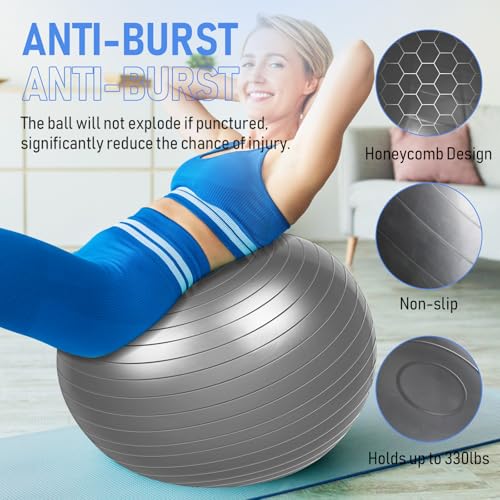 Leyndo 4 Pcs 26 Inch Yoga Exercise Ball Pilates - color: Gray