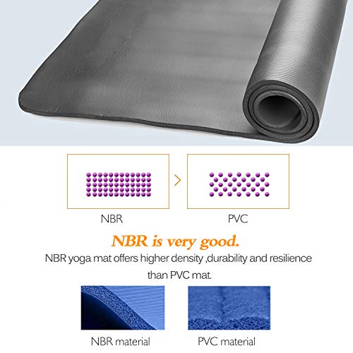 LOKATSE Home All Purpose Thick Yoga Mat with Carrying Strap High Density - color: Gray