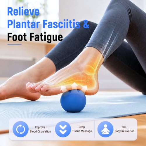Massage Ball Lacrosse Ball for Myofascial Release, Massage Deep Tissue for Back, Neck, Foot Trigger Point Therapy, Full Body Muscle Knots, Relieving Muscle Pain (Blue) - color: Blue