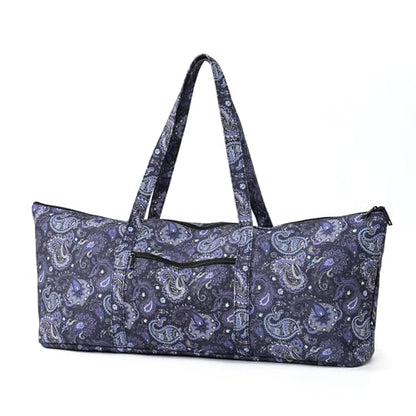 Boulder Bee | Yoga Mat Bag | Large Yoga Mat Carrier with Wet Pocket | Yoga Gifts | Gym Tote Bag for Women - color: Tote-Blue Cashew Flower