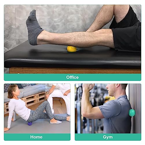 URAQT Spiky Massage Ball, 3 Pack Hard Spiky Massage Ball Roller Set, Professional Physical Therapy Massage Balls for Myofascial Release, Trigger Point Deep Tissue Massage, Plantar Fasciitis Recovery - color: 3pcs-a