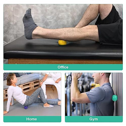 URAQT Spiky Massage Ball, 3 Pack Hard Spiky Massage Ball Roller Set, Professional Physical Therapy Massage Balls for Myofascial Release, Trigger Point Deep Tissue Massage, Plantar Fasciitis Recovery - color: 3pcs-a