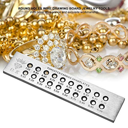 Jewelry Wire Drawplate, 4 Round Holes Wire Drawing Board Metal Drawplate Jewelry Tools Decorations Accessory(C)