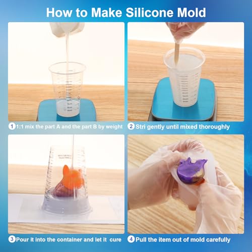 Silicone Mold Making Kit, 32oz 10A Elastic Liquid Silicone for Casting Resin molds and Candle & Soap Mold,Fast Cure Translucent Platinum Silicone Rubber - size: 32 OZ