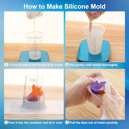 Silicone Mold Making Kit, 32oz 10A Elastic Liquid Silicone for Casting Resin molds and Candle & Soap Mold,Fast Cure Translucent Platinum Silicone Rubber - size: 32 OZ
