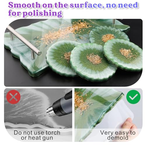 LET'S RESIN 6 Cavity Resin Coaster Molds and Tray Molds with Handle | Epoxy Resin Molds for Cup Mats, Coaster Silicone Molds for Flower Bouquet Preservation, DIY Art Craft and Home Decoration
