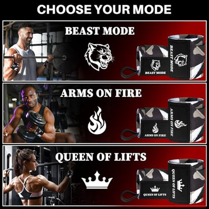 TECEUM Elastic Cotton Weightlifting Wrist Wraps with Thumb Loops, 1 Pair - color: Black Camo, style: 12" – Arms on Fire