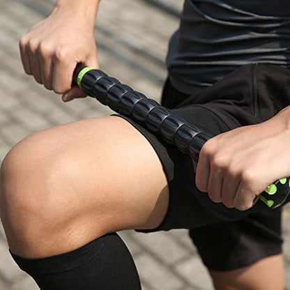 Idson Muscle Roller Stick for Athletes- Body Massage Sticks Tools Massager for Relief Muscle Soreness,Cramping and Tightness,Help Legs and Back Recovery,Black Green - color: Black Green