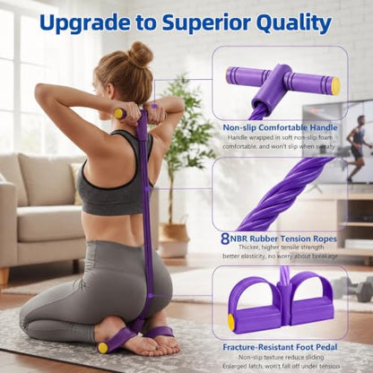 8-Tube Foot Pedal Resistance Band with Handles for Home Exercise