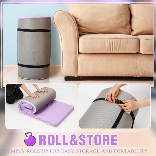Lyrow 2 Inch Thick Yoga Mat 72x24 with Carry Strap Foam - color: Lavender Purple