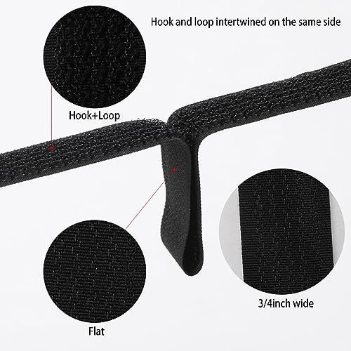 65 Ft x 3/4 Inch Hook and Loop Straps with 100 Metal Buckles, Nylon Fastening Cable Ties Adjustable Cinch Strap, Cut-to-Length, Black