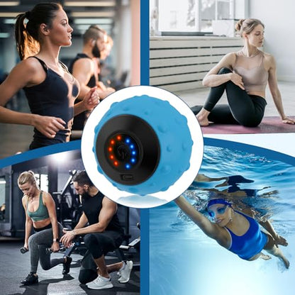 Uppye Vibrating Peanut Massage Ball, Ultra-Strong Rechargeable Therapy Roller, Trigger Point Massager for Back, Neck, and Foot Muscle Pain, Myofascial Release & Plantar Fasciitis Relief - color: Blue