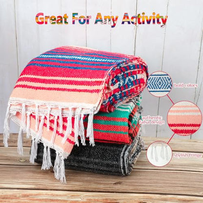 Oudain 3 Pack Mexican Blankets and Throw 45‘'x70‘', Fresh Color - color: Fresh Color
