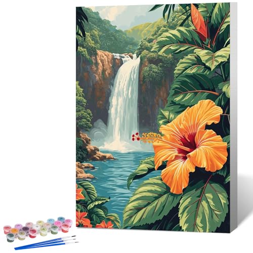Fountor Framed Paint by Numbers Kit for Adults Beginner & Kids Ages 8-12, Landscape Paint by Number with Frame, Acrylic Flower Painting by Numbers Kit on Canvas 8x12 inch - color: LOP1201, size: 8x12 Inch